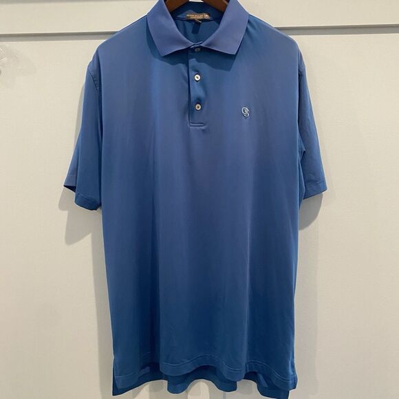 Peter Millar Polo Men Large Blue Summer Comfort OS Logo READ - Picture 5 of 15